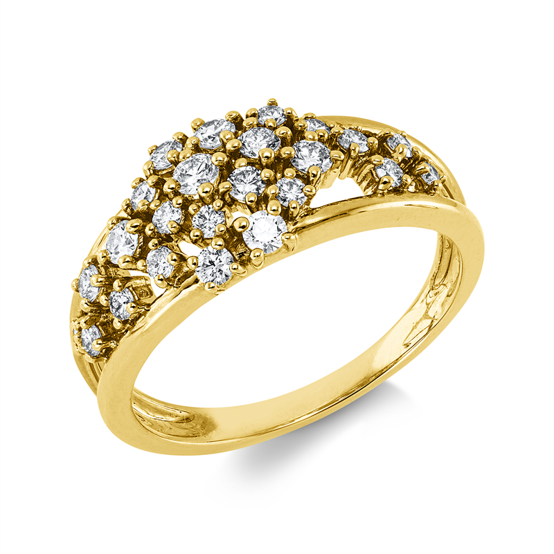 Ring 14 kt GG, 24 Brill. 0,53 ct, W-si/pi