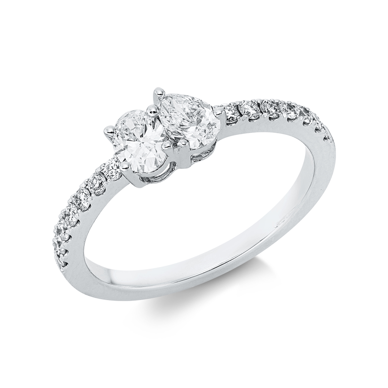Ring 18 kt WG, 16 Fant-Schl. 0,65 ct, TW-si