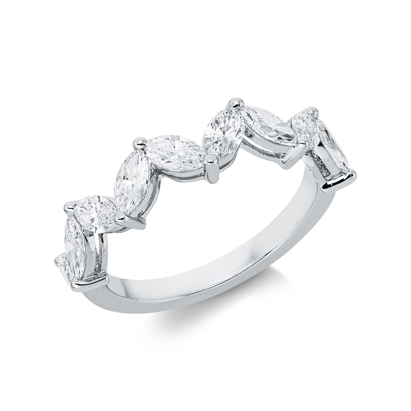 Ring 18 kt WG, 9 Nav. 1,23 ct, F-si