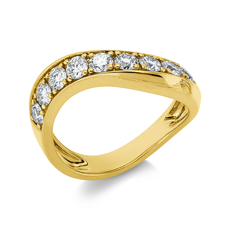 Ring 18 kt GG, 9 Brill. 0,87 ct, TW-si