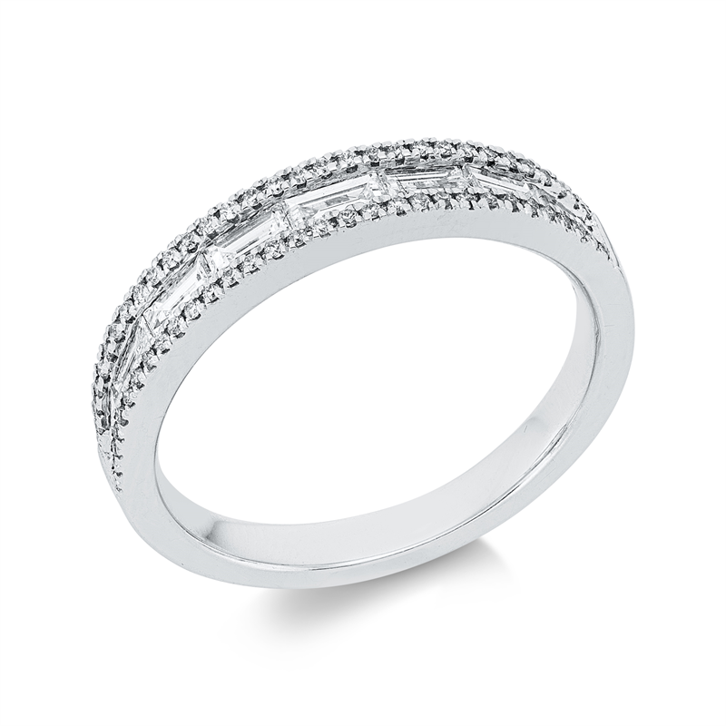 Ring 18 kt WG, 8 Bag. 0,50 ct, TW-si, 62 Brill. 0,13 ct, TW-si