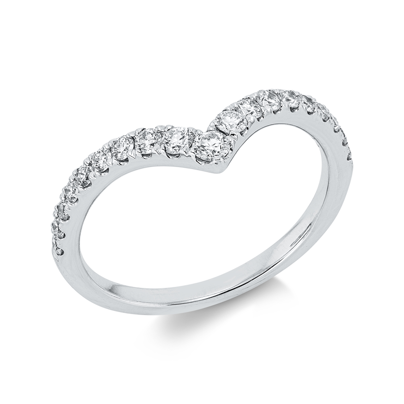 Ring 18 kt WG, 4 Brill. 0,13 ct, TW-si, 1 Brill. 0,05 ct, TW-si, 14 Brill. 0,25 ct, TW-si