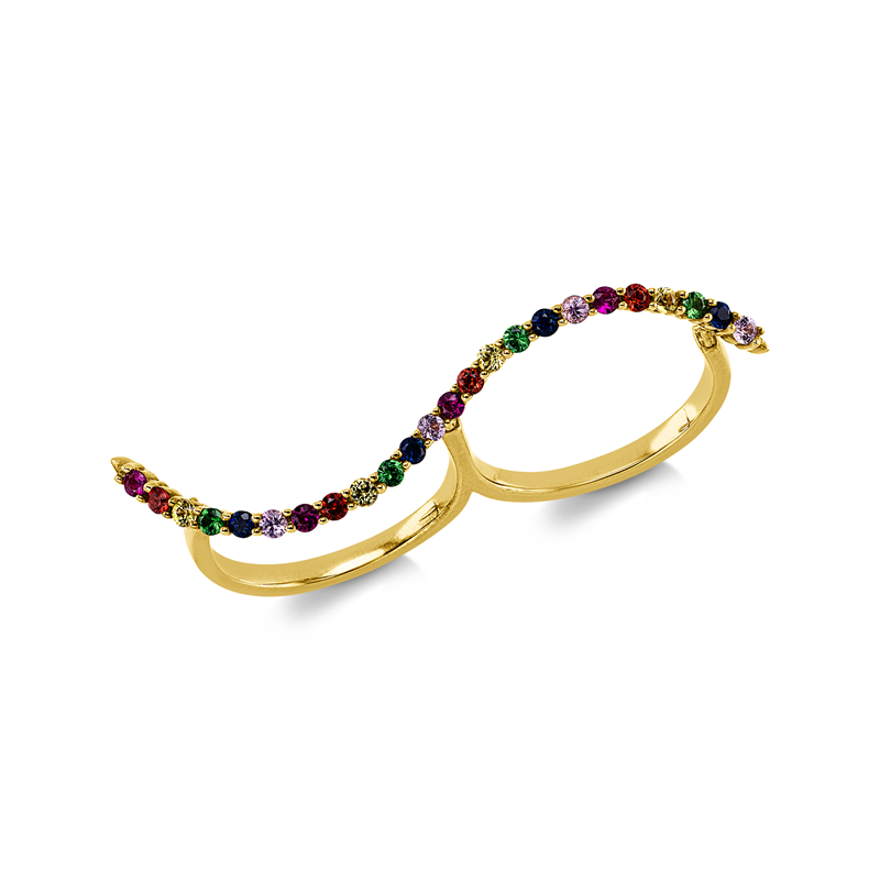 Ring 18 kt GG, 24 Saphire 0,64 ct fancy