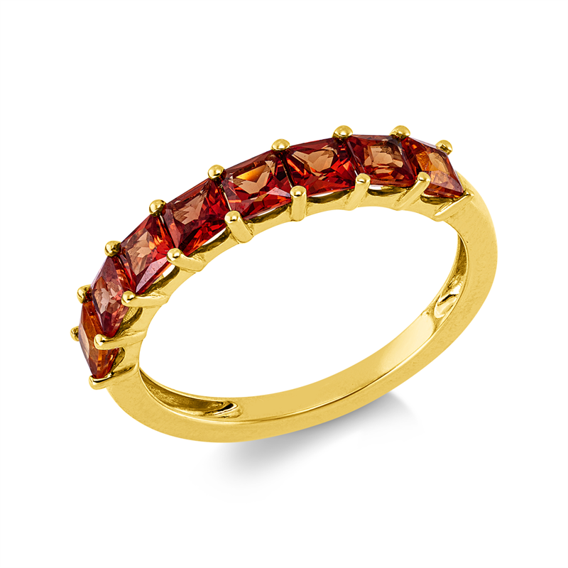 Ring 18 kt GG, 8 Saphire 1,94 ct orange