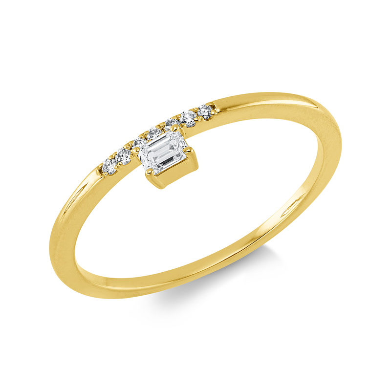Ring 18 kt GG, 1 Sm.schliff 0,09 ct, TW-si, 7 Brill. 0,04 ct, TW-si