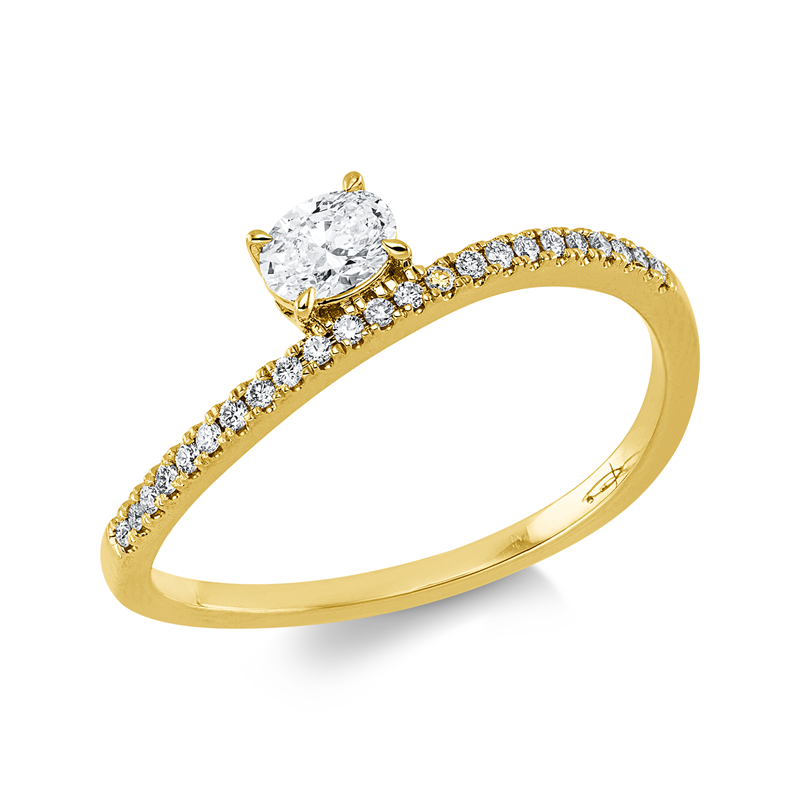 Ring 18 kt GG, 1 Oval 0,19 ct, TW-si, 23 Brill. 0,09 ct, TW-si
