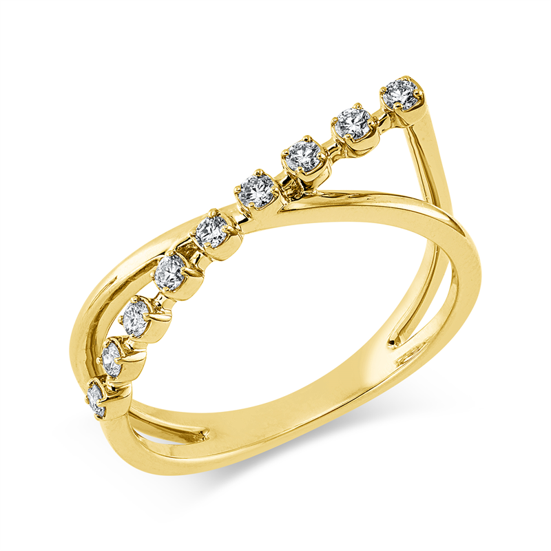 Ring 18 kt GG, 9 Brill. 0,16 ct, TW-si