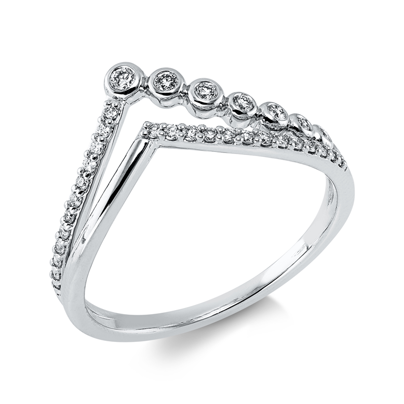 Ring 18 kt WG, 7 Brill. 0,07 ct, TW-si, 25 Brill. 0,11 ct, TW-si