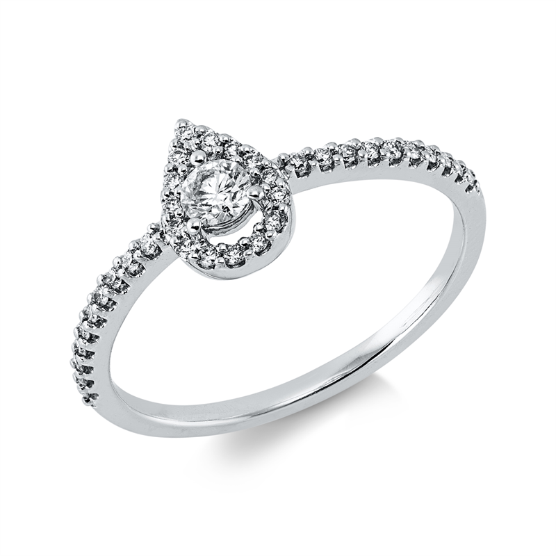 Ring 18 kt WG, 1 Brill. 0,12 ct, TW-si, 35 Brill. 0,15 ct, TW-si