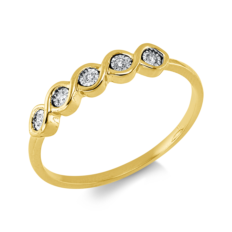 Ring 18 kt GG, 5 Brill. 0,03 ct, TW-si