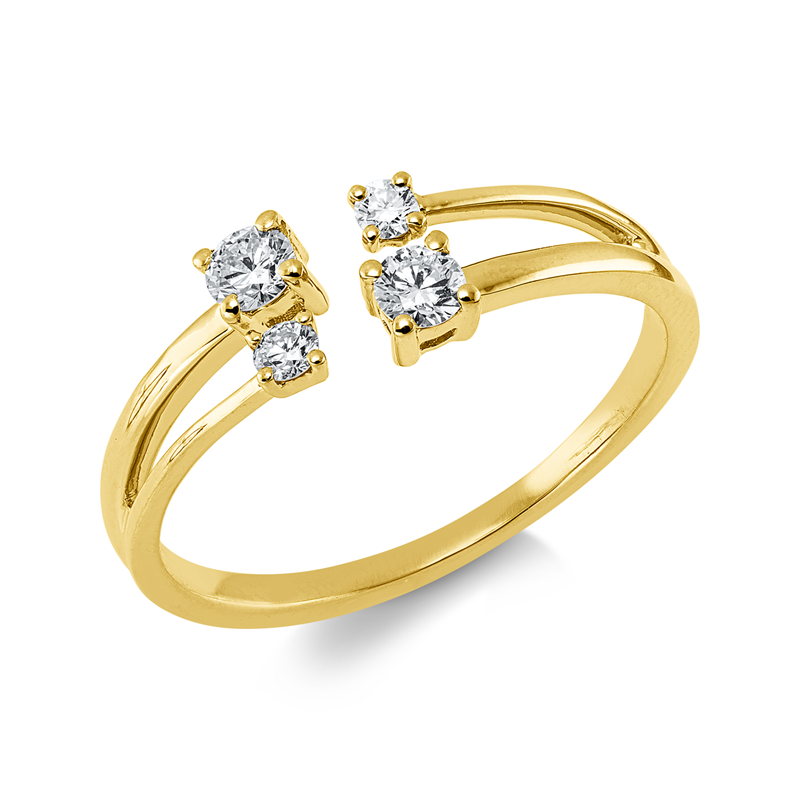 Ring 18 kt GG, 2 Brill. 0,17 ct, TW-si, 2 Brill. 0,06 ct, TW