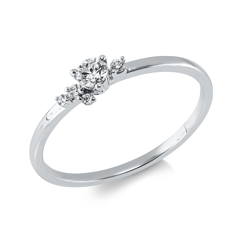 Ring 18 kt WG, 3 Brill. 0,02 ct, TW-si, 1 Brill. 0,12 ct, TW-si, 1 Brill. 0,01 ct, TW-si