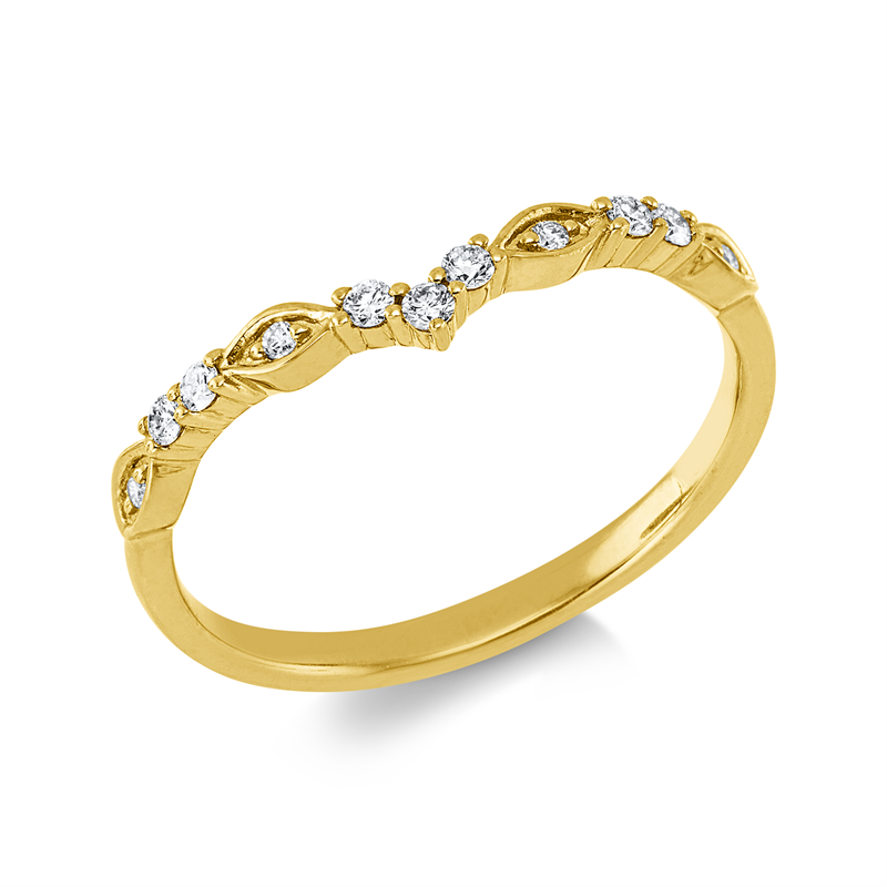 Ring 18 kt GG, 7 Brill. 0,09 ct, TW-pi, 4 Brill. 0,03 ct, TW-pi