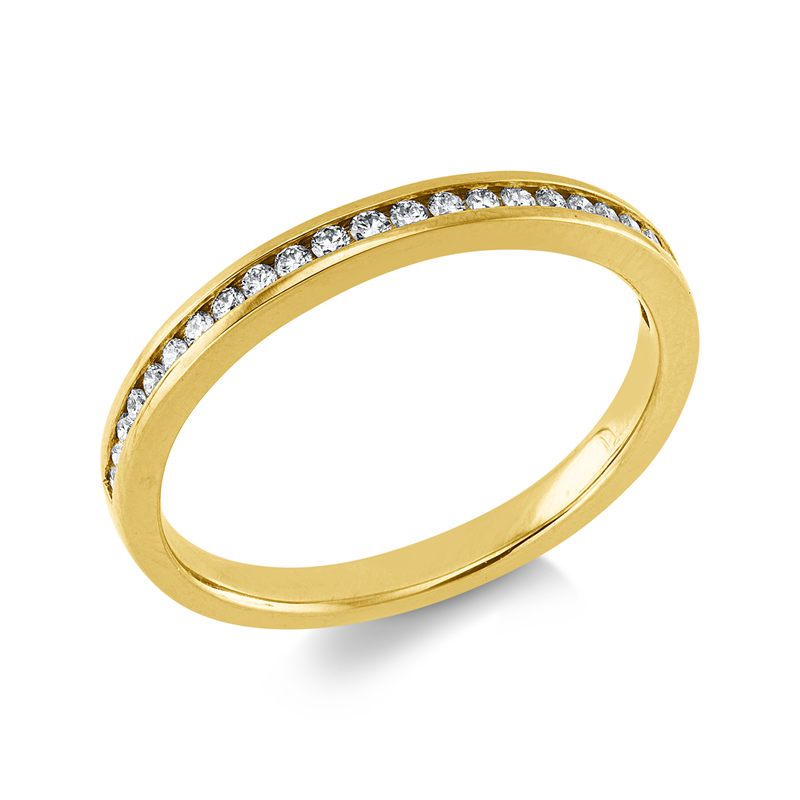 Ring 18 kt GG, 3 Brill. 0,03 ct, TW-si, 20 Brill. 0,14 ct, TW-si