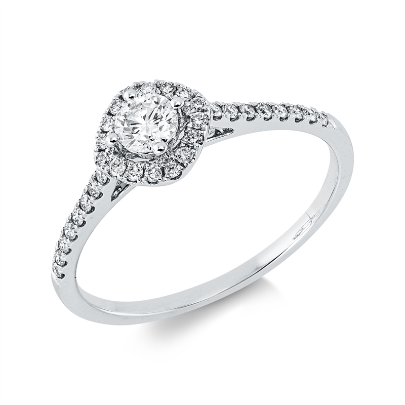 Ring 14 kt WG, 1 Brill. 0,19 ct, TW-si, 32 Brill. 0,16 ct, TW-si