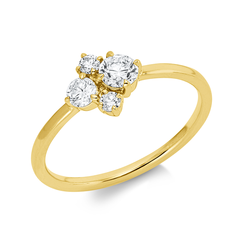 Ring 18 kt GG, 4 Brill. 0,43 ct, TW-si