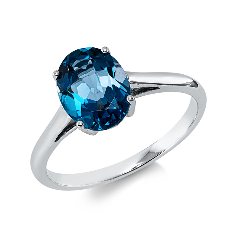 Ring 18 kt WG, 1 Topas 2,40 ct Lond. blue