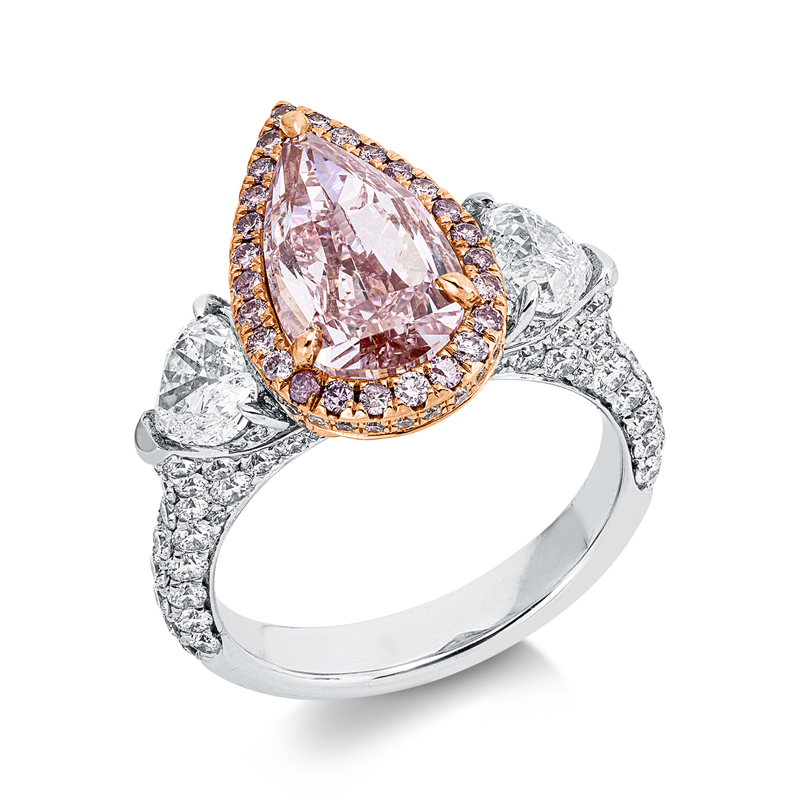 Ring 18kt,GIA2185066630,1 Tropfen2,71ct, pink-vs2,140 Fant-Schl 2,12ct, TW-vsi,26 Brill0,20ct,pink