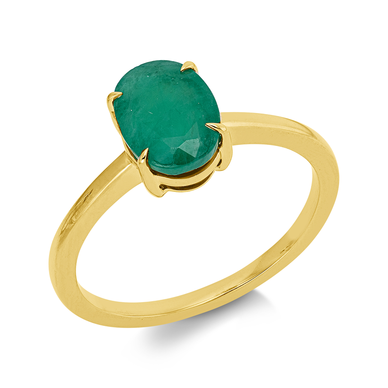 Ring 18 kt GG, 1 Smaragd 1,27 ct grün