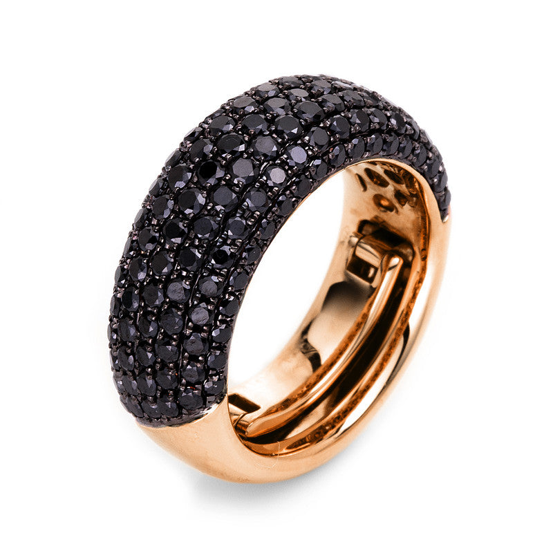 Ring 18 kt RG, Fassung schwarz rhodiniert, 133 Brill. 1,98 ct, schwarz