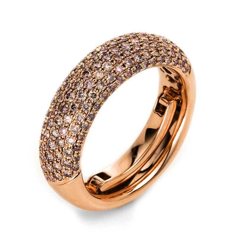 Ring 18 kt RG, 133 Brill. 1,12 ct, braun