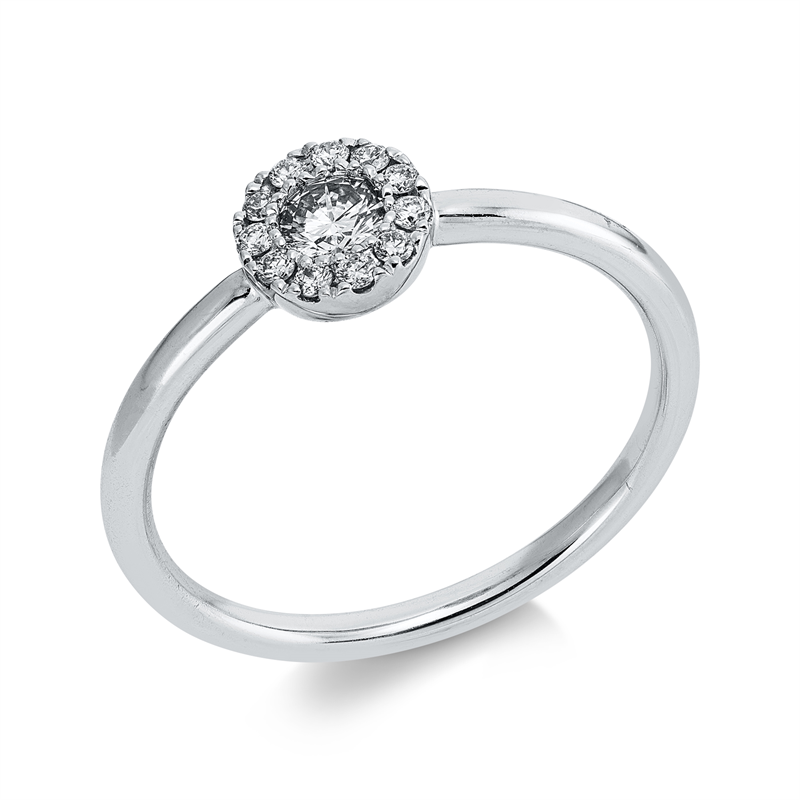 Ring 18 kt WG, 11 Brill. 0,09 ct, TW-si, 1 Brill. 0,14 ct, TW-si