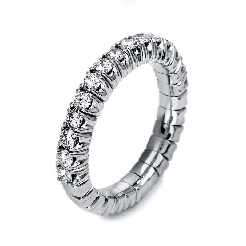Ring 18 kt WG, Flex-Band, variabel, rhodinier, 15 Brill. 0,75 ct, TW-si