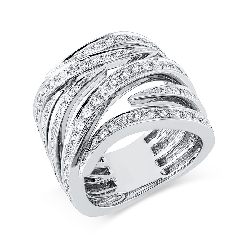 Ring 18 kt WG, 80 Brill. 1,28 ct, TW-vsi