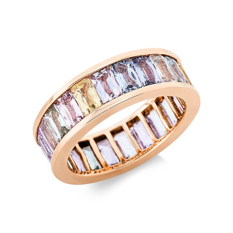 Ring 18 kt RG, 23 Saphire 6,71 ct fancy