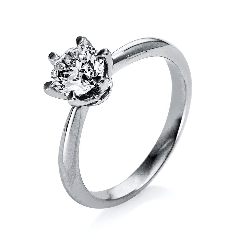 Ring 18 kt WG+P950, 1 Brill. 1,00 ct, TW-si