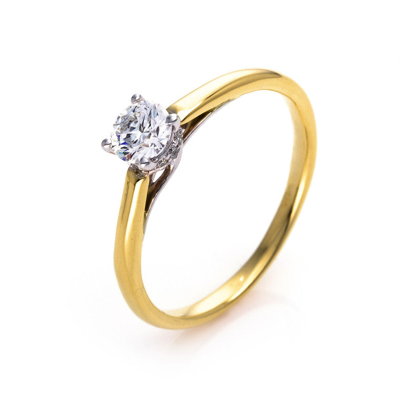 Ring 18 kt WG+GG+PT95, 1 Brill. 0,40 ct, TW-si, 12 Brill. 0,05 ct, TW-si