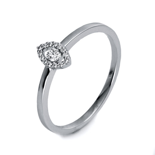 Ring 18 kt WG, 1 Brill. 0,06 ct, TW-si, 14 Brill. 0,05 ct, TW-si