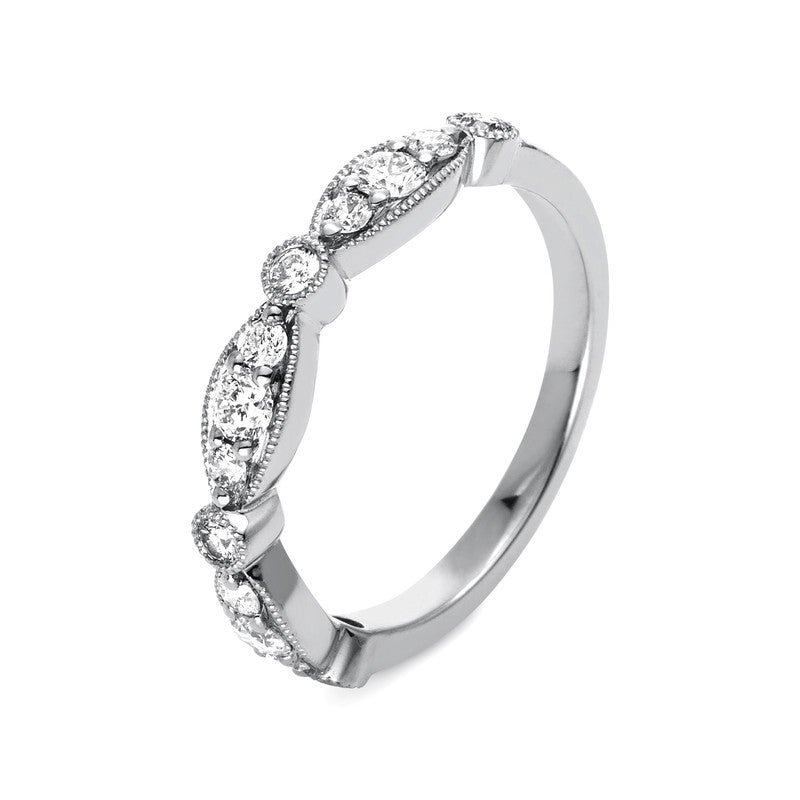 Ring 18 kt WG, 3 Brill. 0,23 ct, TW-si, 10 Brill. 0,25 ct, TW-si