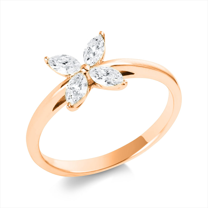 Ring 18 kt RG, 4 Nav. 0,31 ct, TW-si
