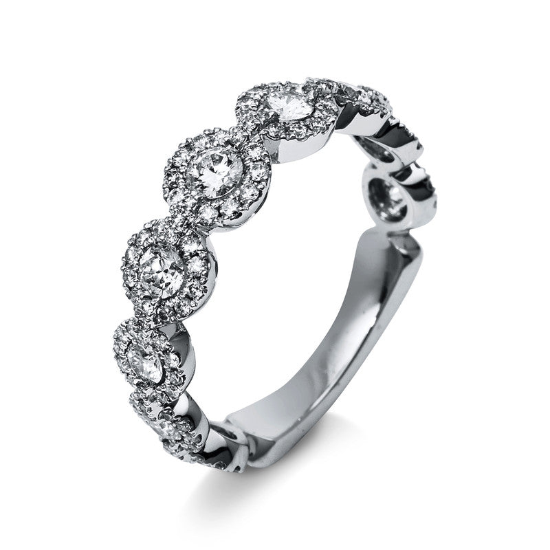 Ring 18 kt WG, 124 Brill. 0,71 ct, TW-vsi/si, 3 Brill. 0,25 ct, TW-vsi/si