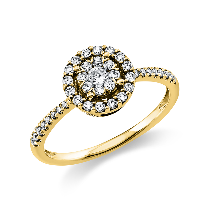Ring 14 kt GG, 17 Brill. 0,22 ct, TW-si, 24 Brill. 0,17 ct, TW-si