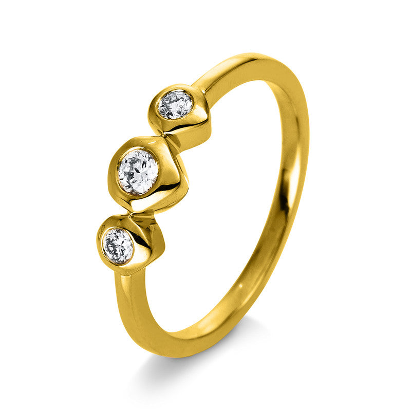 Ring 14 kt GG, 1 Brill. 0,09 ct, TW-si, 2 Brill. 0,09 ct, TW-si