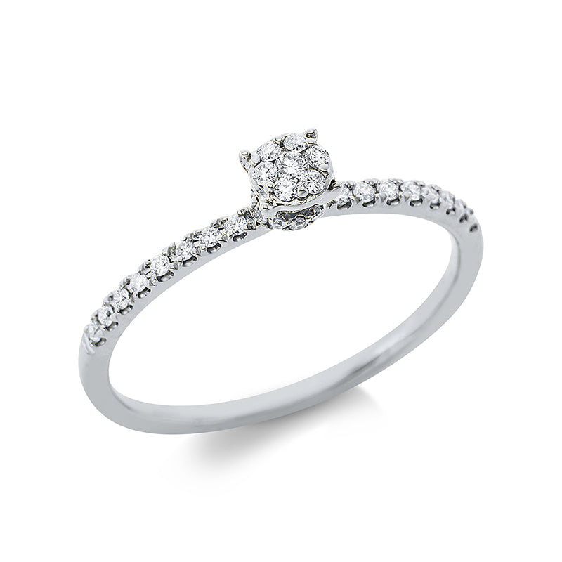 Ring 18 kt WG, 1 Brill. 0,02 ct, TW-si, 32 Brill. 0,14 ct, TW-si