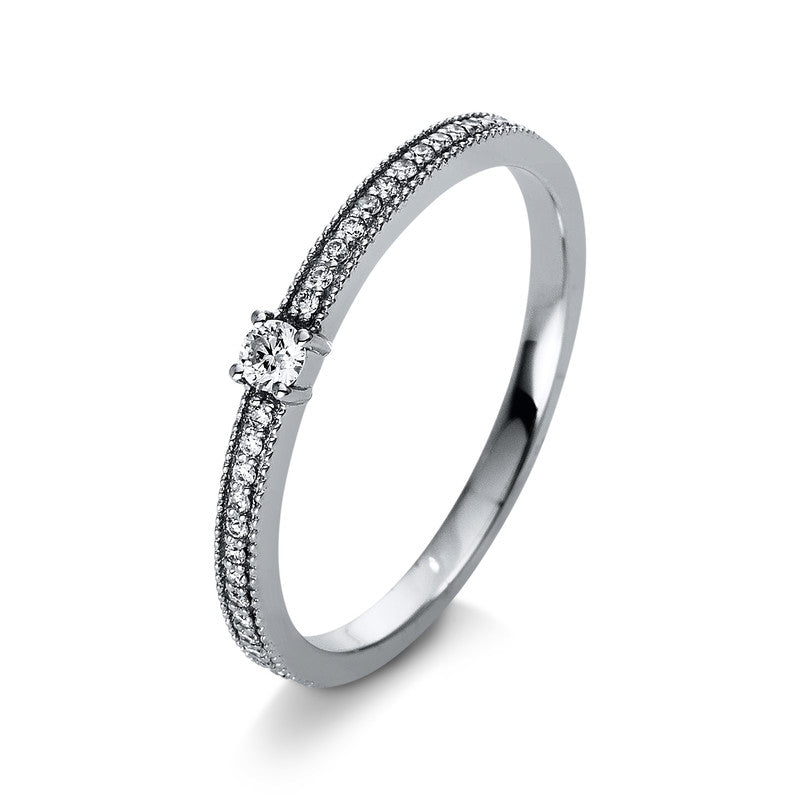 Ring 18 kt WG, 1 Brill. 0,05 ct, TW-si, 26 Brill. 0,08 ct, TW-si