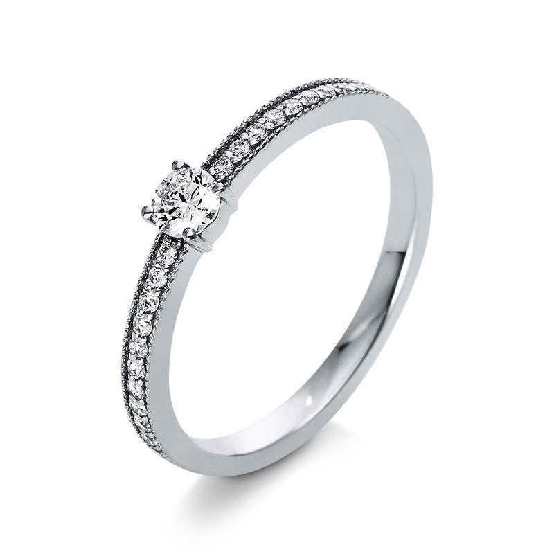Ring 18 kt WG, 1 Brill. 0,15 ct, TW-si, 22 Brill. 0,12 ct, TW-si