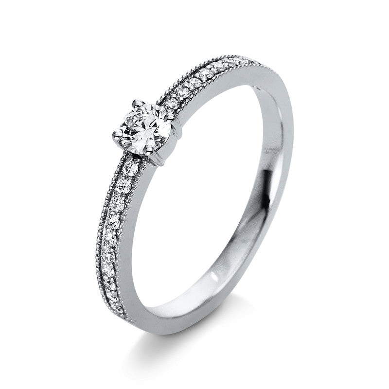 Ring 18 kt WG, 1 Brill. 0,20 ct, TW-si, 20 Brill. 0,12 ct, TW-si