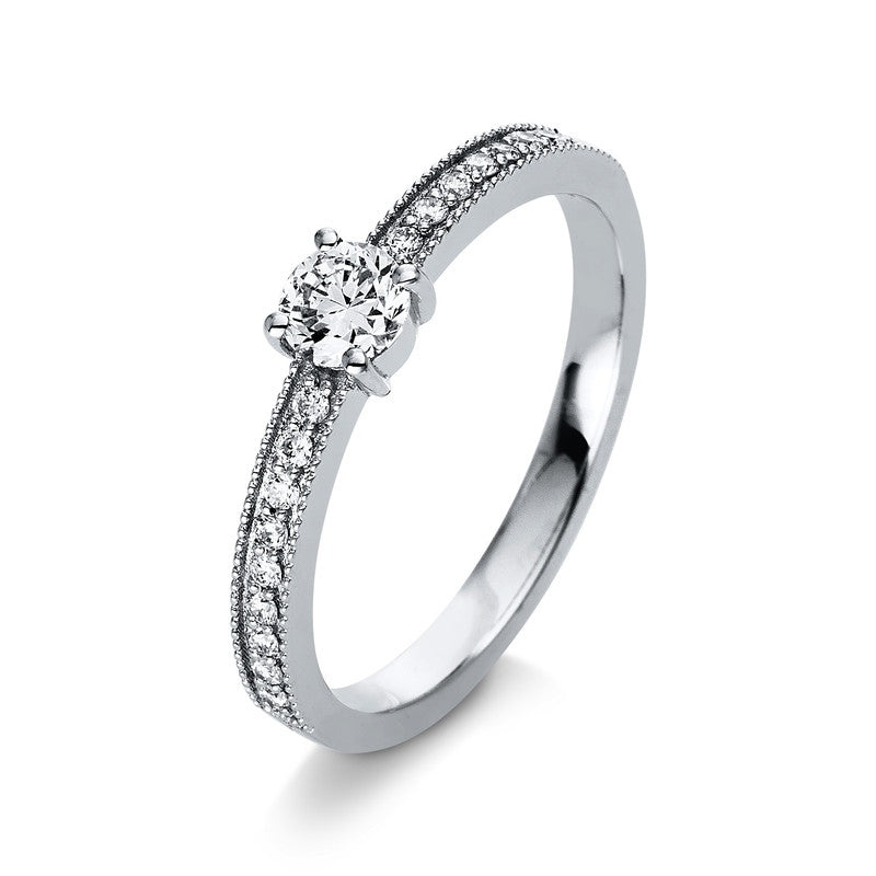 Ring 18 kt WG, 1 Brill. 0,25 ct, TW-si, 18 Brill. 0,13 ct, TW-si