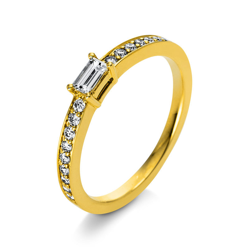 Ring 18 kt GG, 1 Bag. 0,20 ct, TW-vsi, 18 Brill. 0,19 ct, TW-vsi