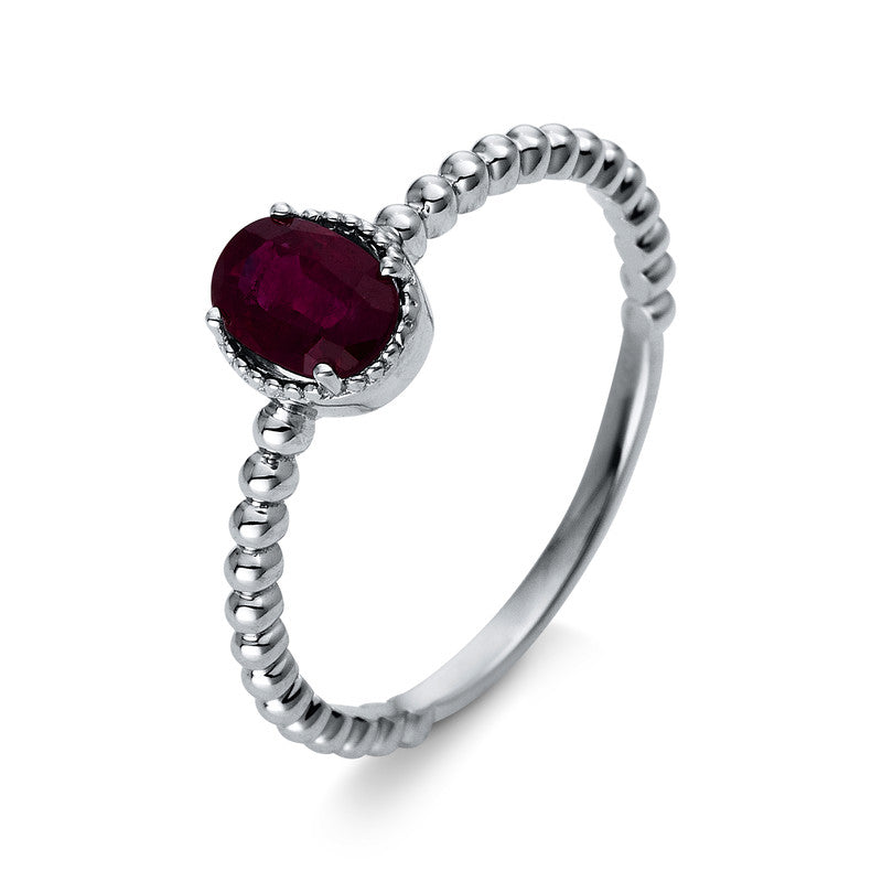 Ring 18 kt WG, 1 Rubin 0,81 ct rot