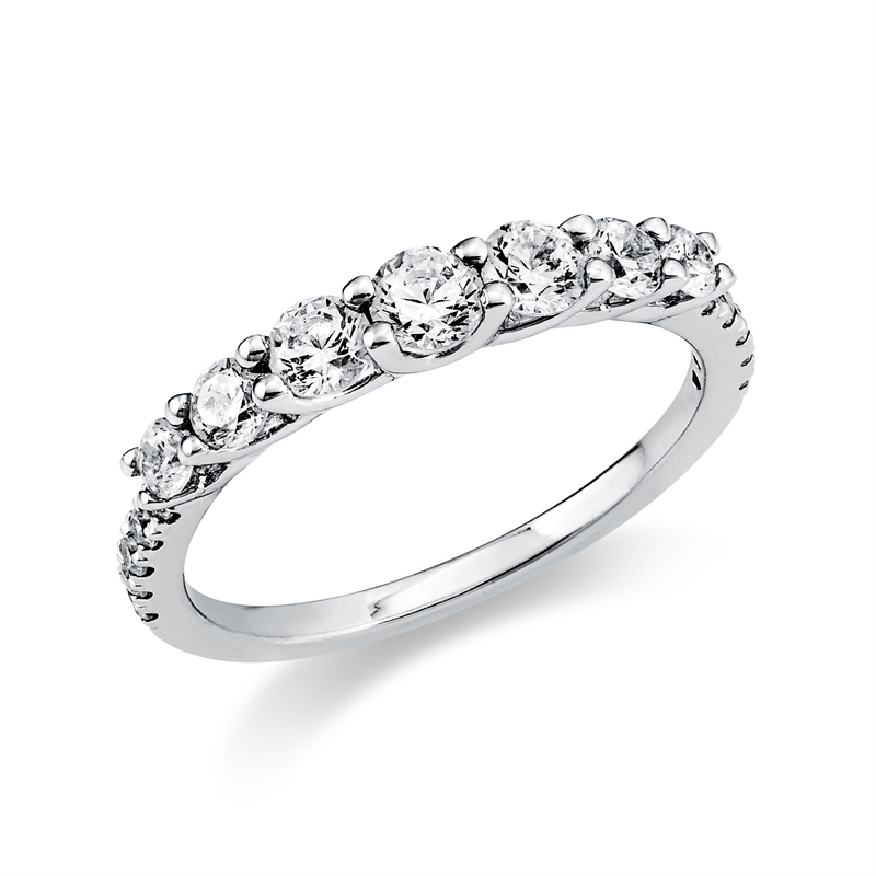 Ring 18 kt WG, 3 Brill. 0,44 ct, TW-si, 14 Brill. 0,37 ct, TW-si