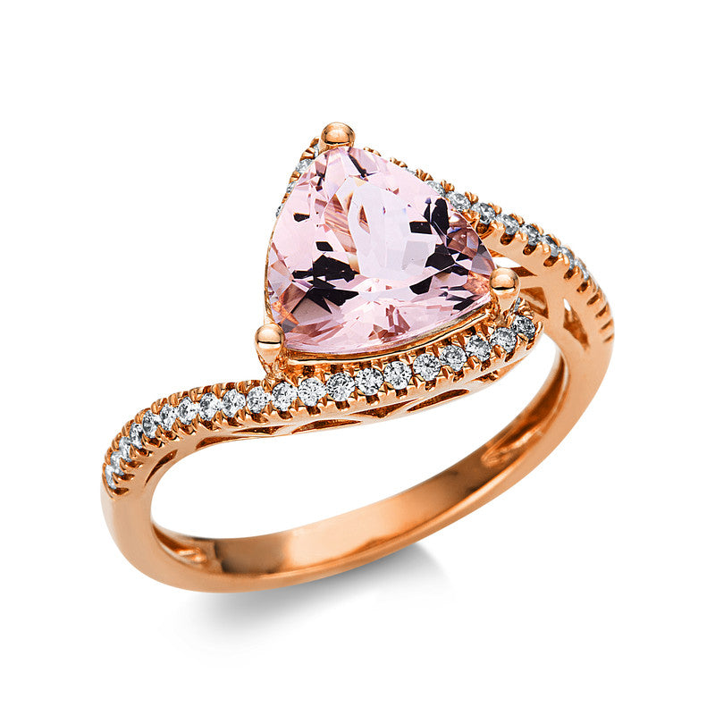 Ring 14 kt RG, 41 Brill. 0,20 ct, TW-si, 1 Morganit 2,07 ct pink