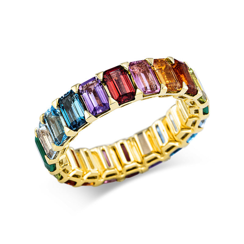 Ring 18 kt GG, 20 Farbsteine 5,80 ct multicolor