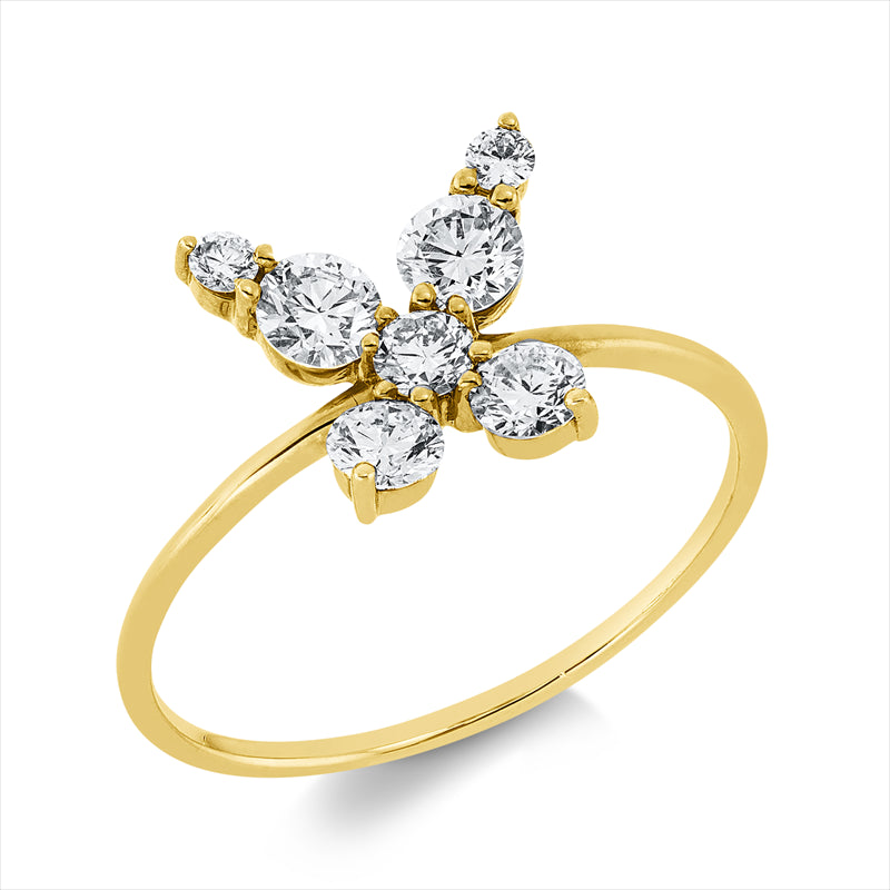 Ring 18 kt GG, 4 Brill. 0,51 ct, TW-si, 3 Brill. 0,13 ct, TW-si