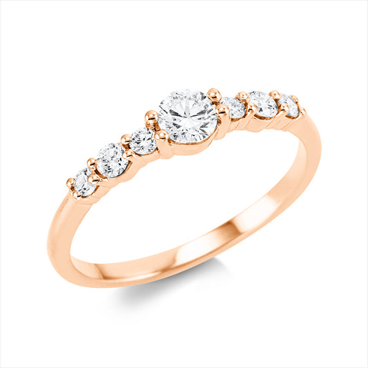 Ring 18 kt RG, 1 Brill. 0,23 ct, TW-si, 6 Brill. 0,20 ct, TW-si
