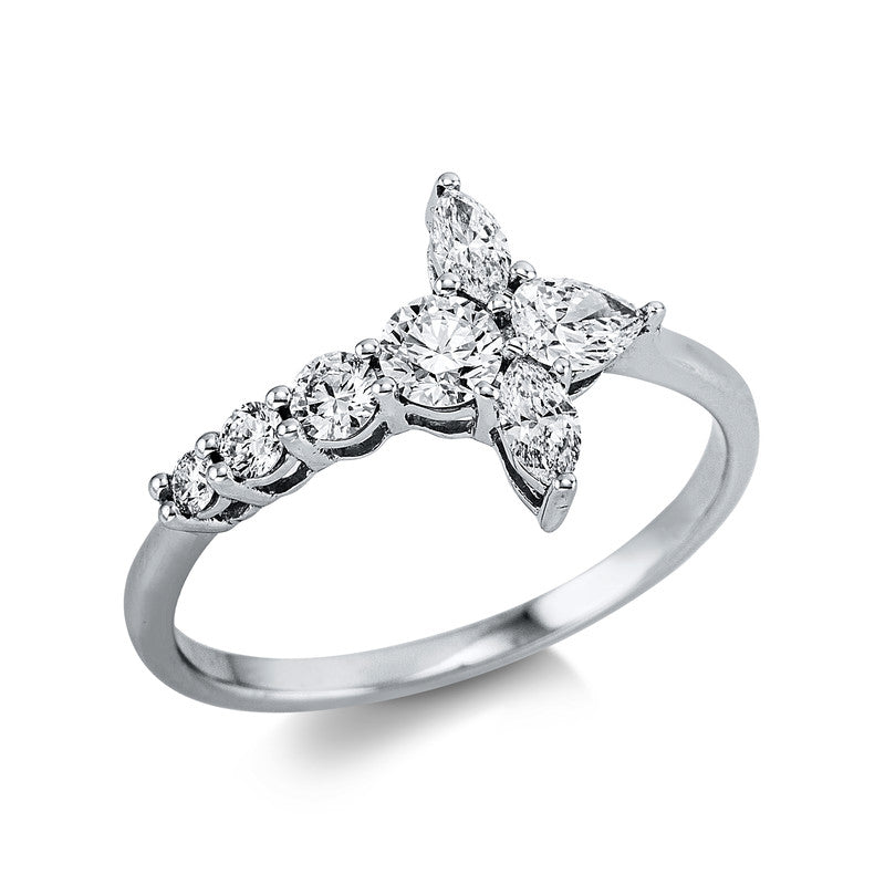 Ring 18 kt WG, 7 Fant-Schl. 0,65 ct, TW-vsi/si